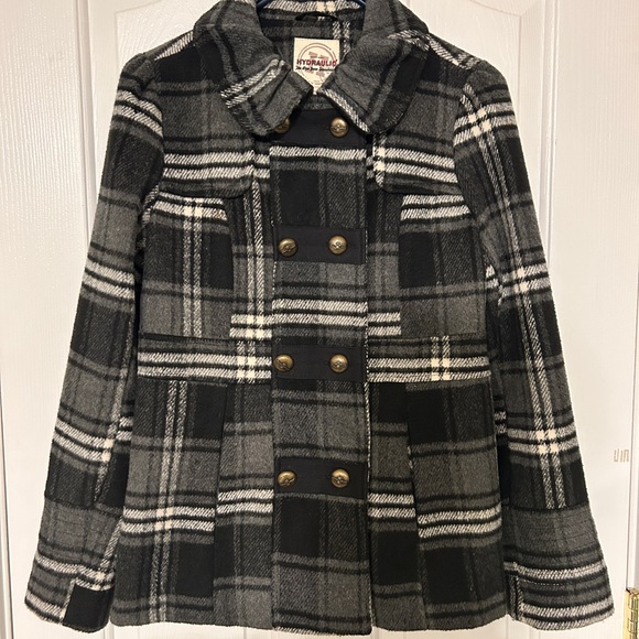 Hydraulic Jackets & Blazers - Hydraulic Stylish Black Plaid Women's Coat Medium EUC